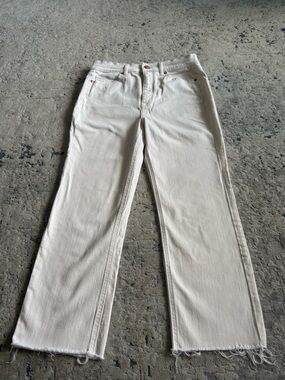Express High Rise Straight Leg Jeans in Off-White